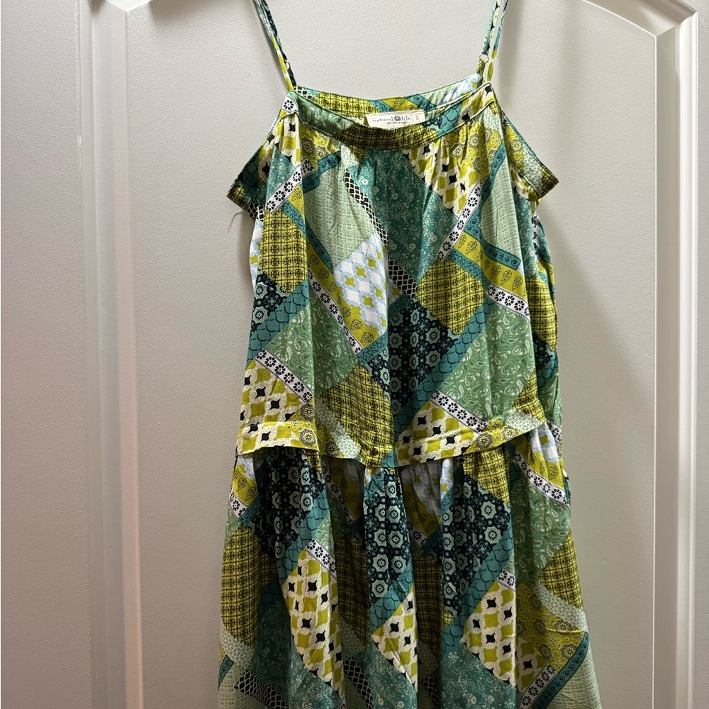 NATURAL LIFE Green Patchwork Print Spaghetti-Strap Tank